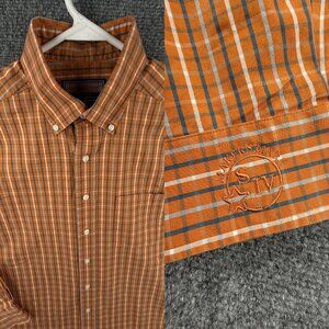 Vineyard Vines MAKERS MARK WHISKY LOGO Orange Check Murray Medium Cotton Men